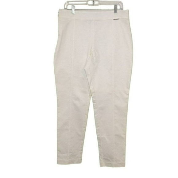 Anne Klein Pants - Anne Klein Womens 14 White Tapered Ankle Dress Pants Stretch Side Zip
